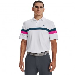 Under Armour T2G Color Block heren golfpolo shirt wit-blauw kopen? Golf123