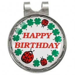 Magnetische marker op hatclip - Happy Birthday (1 stuks) HCKB Sportiques Golfcadeaus