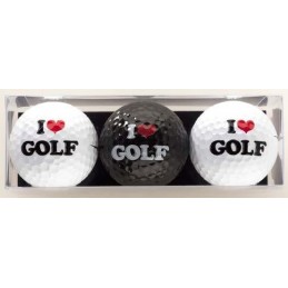 3 golfballen I Love Golf GBLG Sportiques Golfcadeaus